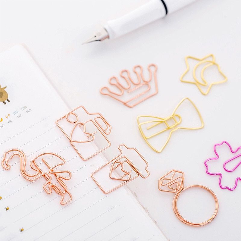 Cute Animal Bird Crown Letter Love Rose Gold Metal Bookmarks Kawaii Bookmarks Clips School Office Supplies Wholesale
