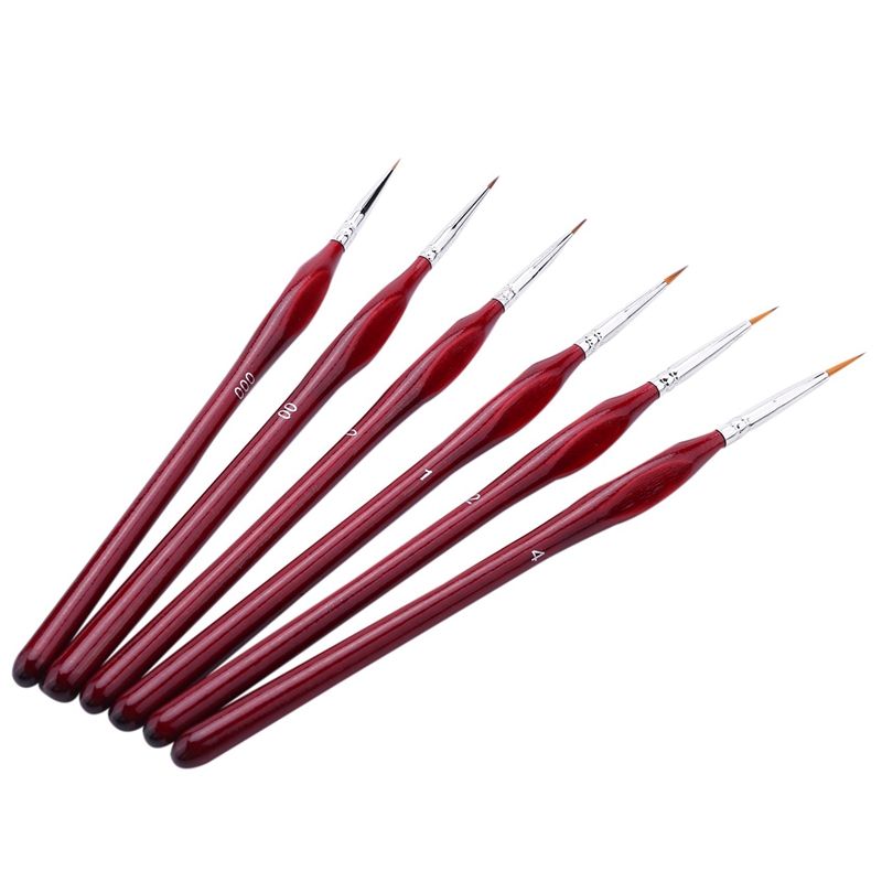 6-Piece Fine Paintbrushes - Detail Paint Brush Set - For Acrylic, Watercolor, Oil