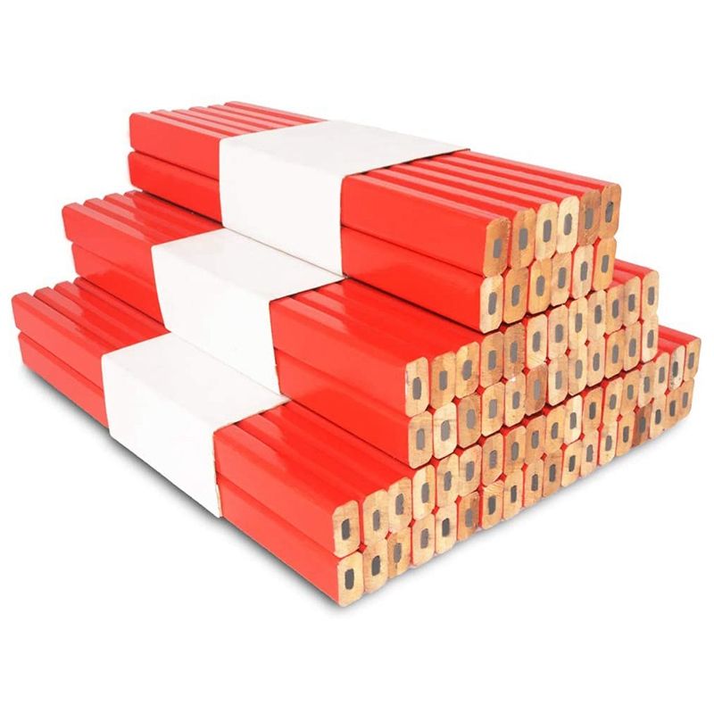 72Pcs Carpenter Pencils 7 Inch Octagonal Red Hard Black Lead Carpenter Pencil Woodworking Marking Tool