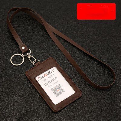 2018 New Vertical High Quality Second Leather ID Badge Case with Lanyard Color Border Bank Credit Card Holders ID Badge Holders