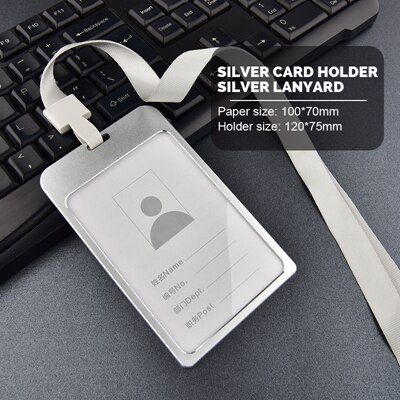 1PC Aluminium Alloy ID Card Holder with Lanyard Colorful Card Holders Name Tag Badge Holder Office Business Supplies