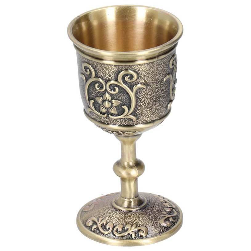 Bronze Royal Embossed Cup Goblet Medieval Collectible Home Decoration Gift