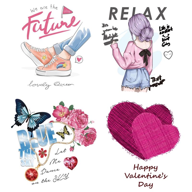 Patch for Clothes Woman Back Pattern Eco-Friendly Washable DIY T-Shirt Clothing Stickers Stripe Transfer Iron-On