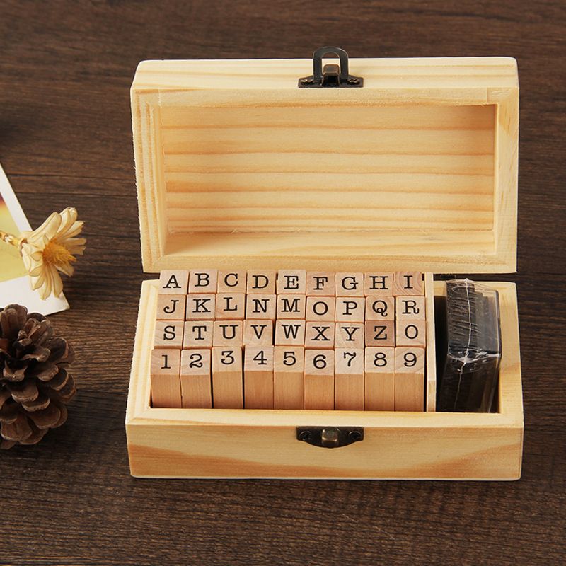 RHS Online Self Inking Number Seal Kids Gift Diary Decoration Rectangle Letter Stamp Wood DIY Handmade School Stationery