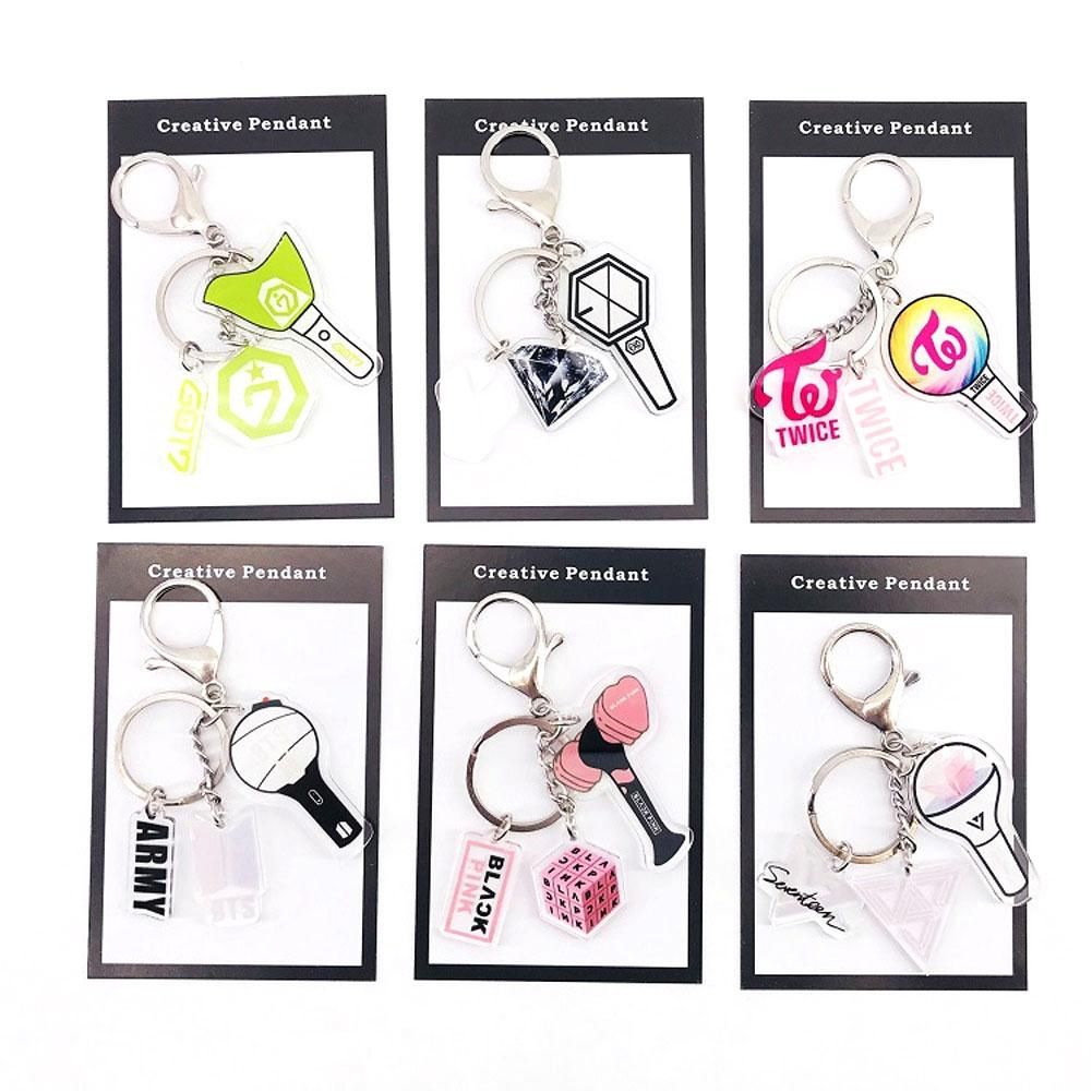 KPOP Support Light Shaped Arcylic Keychain BTS BLACKPINK EXO TWICE GOT7 Fans Gift