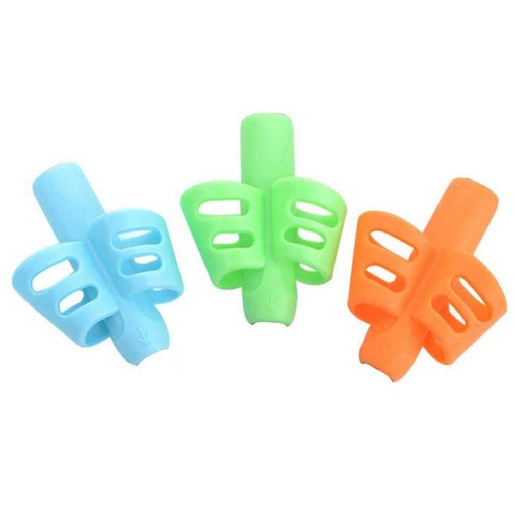 Soft Silicone Two-Finger Pen Holder With Ergonomic Handle Random Color