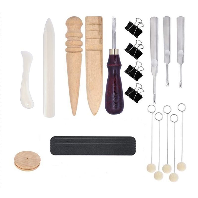 Leather Edge Beveler with Leather Skiving Tools,Daubers,Sanding Strip, Clips,Wood Leathercraft Edge Slicker Burnisher