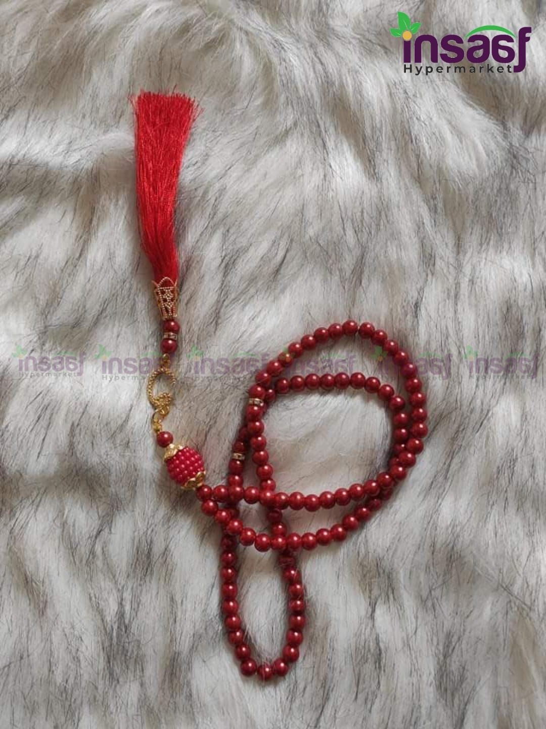 Premium Unique Elegant Islamic Pearl Comfortable Tasbih For Muslim Prayer 99 Beads Man or Woman - Mehroon