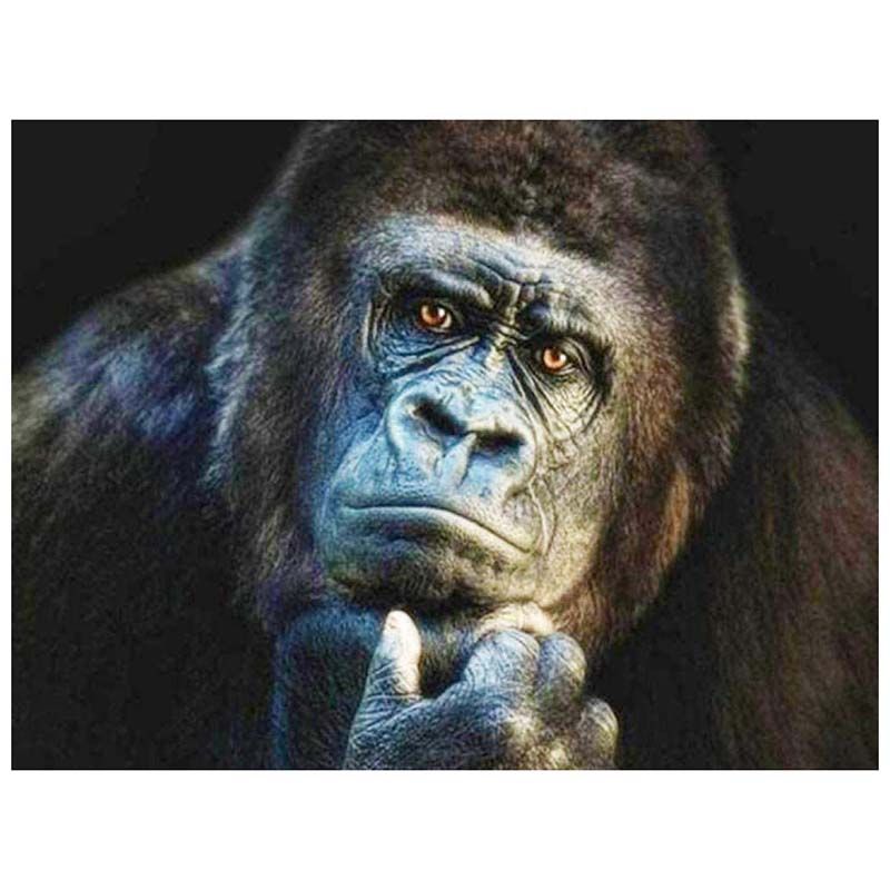 Paint with Diamond Embroidery "Thinking Gorilla" Diamond Painting Full Round Picture of Rhinestone Home Decor
