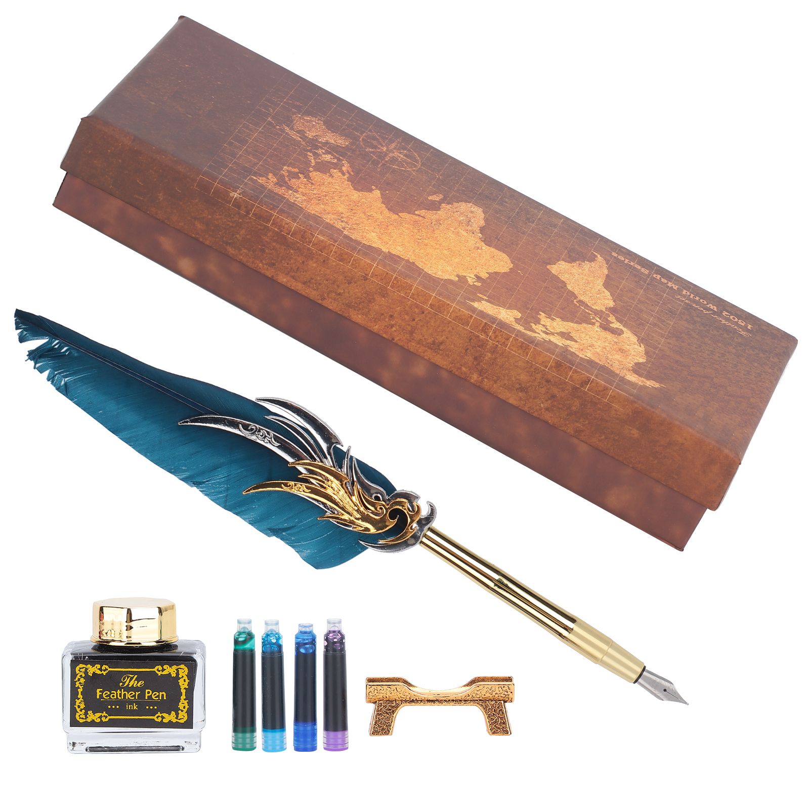 Antique Feather Pen Set Quill Dip With 4 Ink Sacs in The Package Suitable for Writing Gift cards Letter