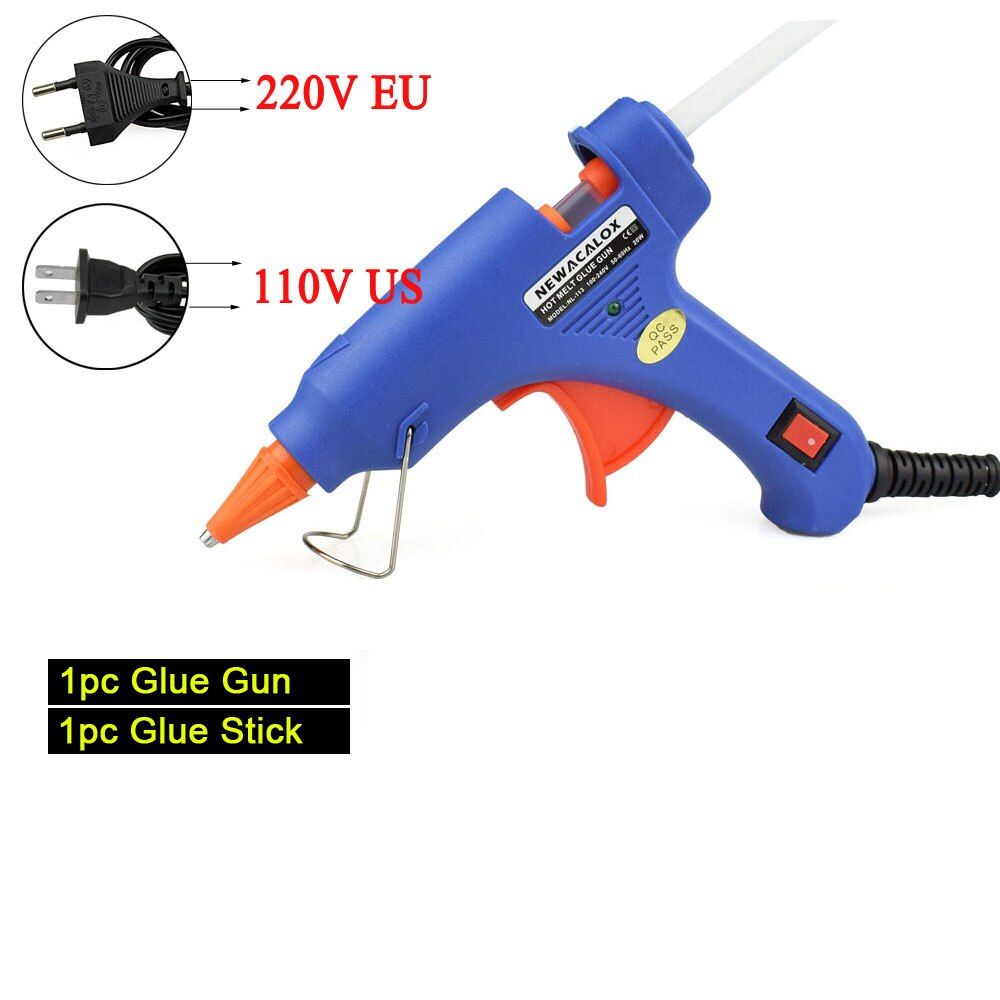 NEWACALOX EU 220V 20W Hot Melt Glue Gun with 20Pcs 7mm Glue Sticks Industrial Mini  Thermo Electric Heat Temperature Tool