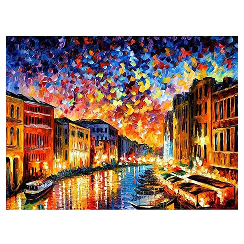 DIY 5D Diamond Painting Kits Full Drill Wall Hanging Diamond Painting Set for Lake Town