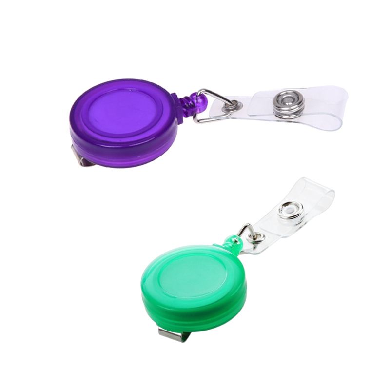 2 Pcs Retractable Ski Pass ID Card Badge Holder Key Chain Reels with Clip, Purple & Green