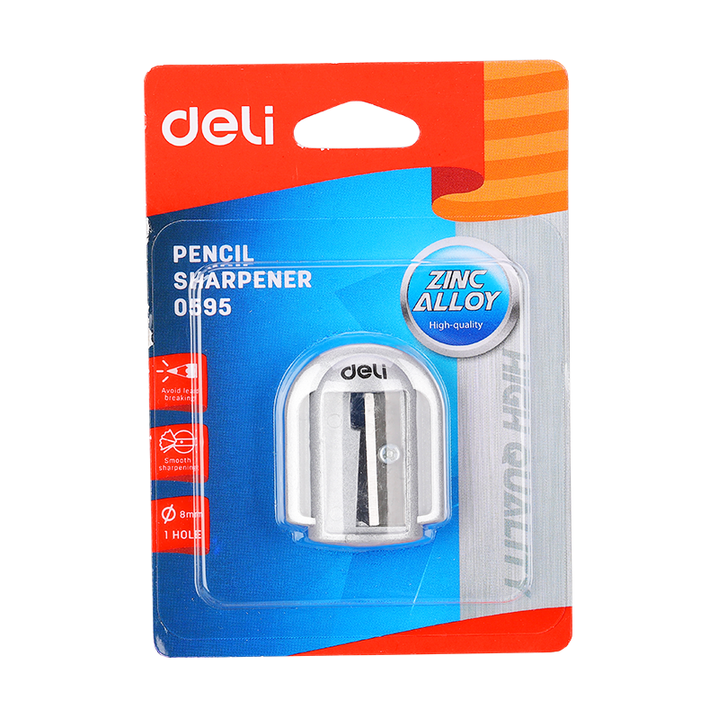 DELI E0595 ZAMAK 1-HOLE SHARPENER φ7mm SILVER