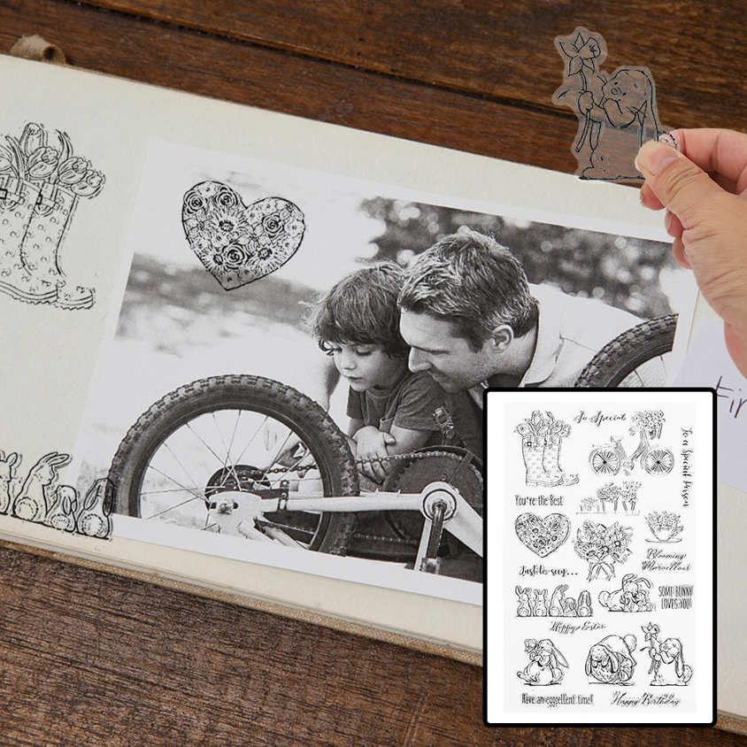 DIY Scrapbooking Template Transparent Rubber Stamp Seal W/Cutting Dies for Hand‑Made Scrapbook Craft Collections