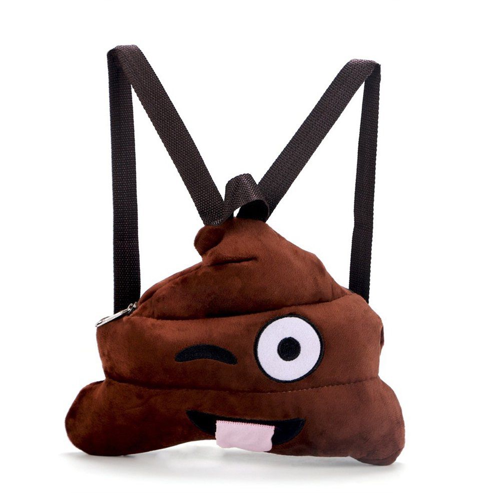 Cute Shit Shape Face Expression Plush Toy Children Backpack Unisex School Bag