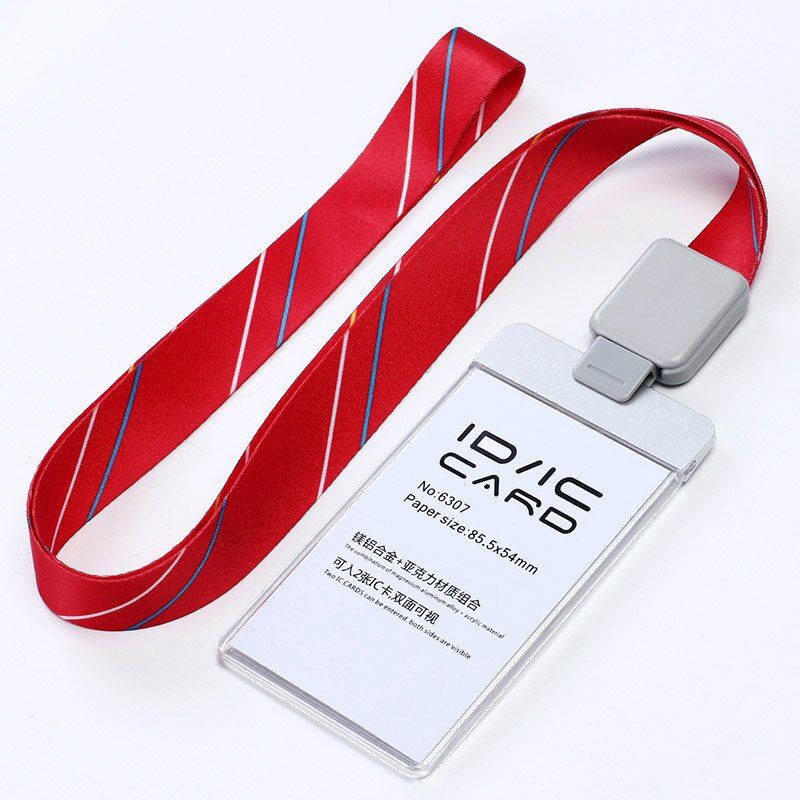 DEZHI-Acrylic Clear Access Card ID IC Card Badge Holder Work Card with Polyester Lanyard, LOGO Custom Neck Rope