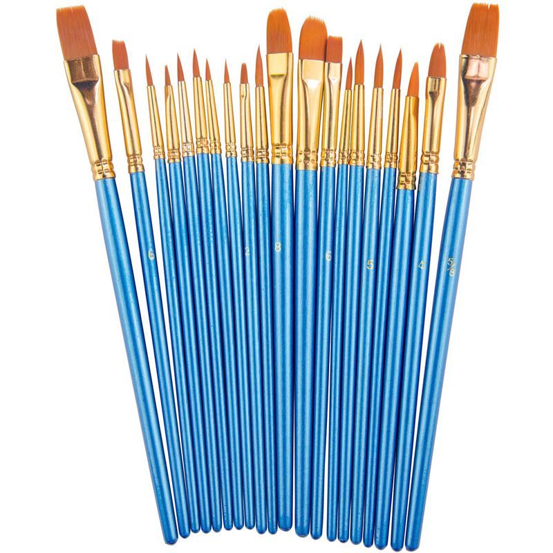 Paint Brush Set by, 20 pcs Nylon Hair Brushes for Acrylic Oil Watercolor Painting Artist Professional Painting Kits
