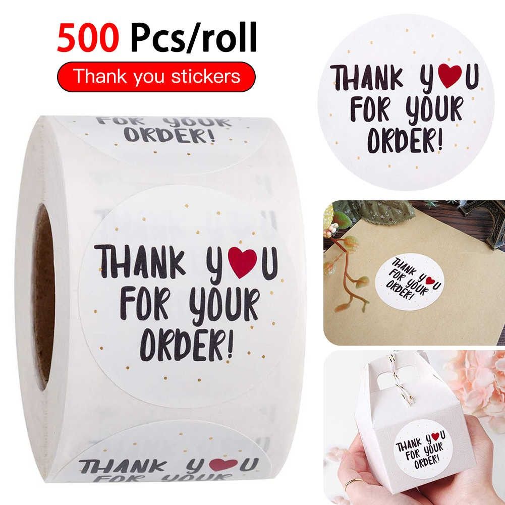 Thank You Sticker Tape 1 Roll 500pcs of Thank You For Your Order Packaging Label Material Supplies Sealing  Stickers for Package Adhesive