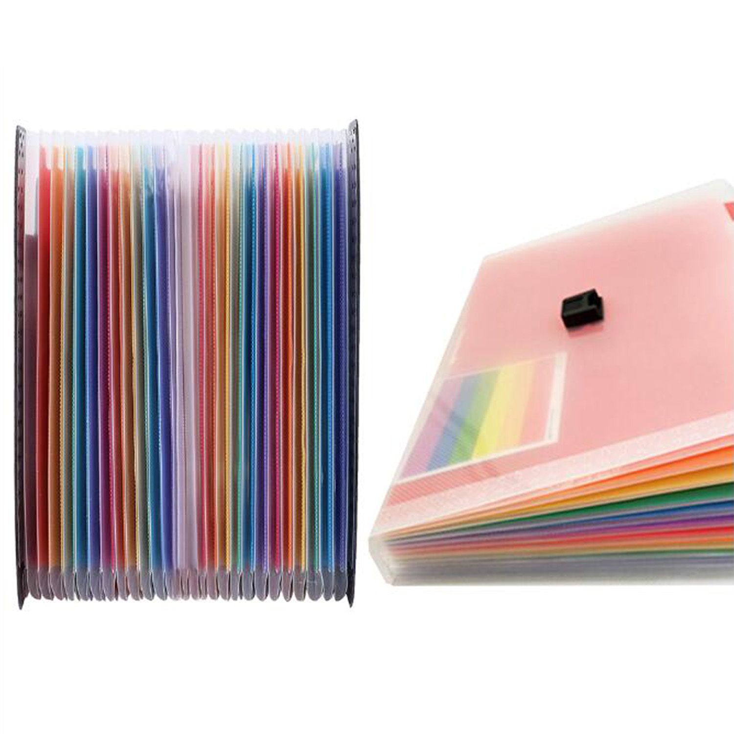 2 Pcs Folder Office Expanding File Color & Rainbow color