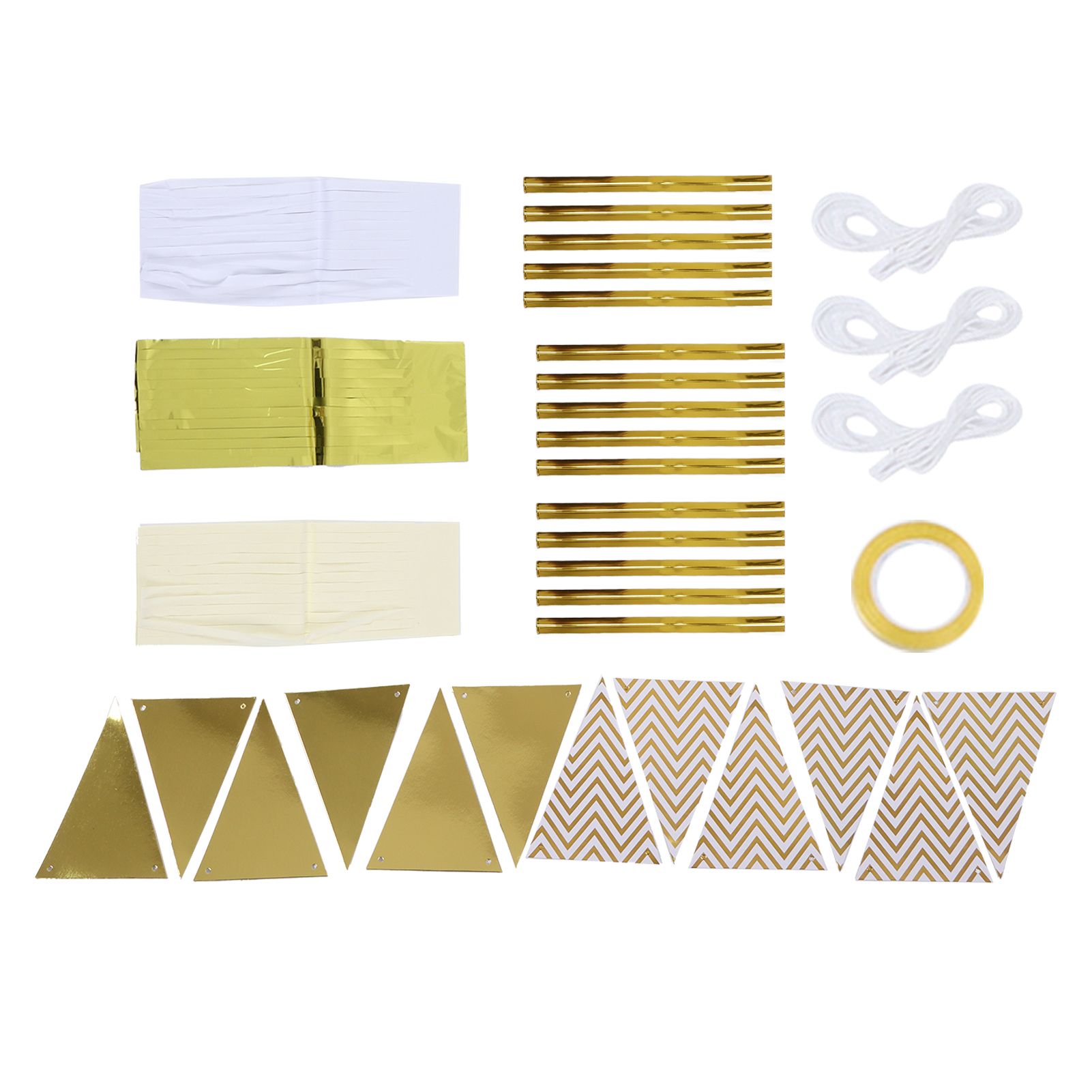 Bunting Tassels Kit Triangle Flags Gold Glitter Banner Party Decoration Supplies