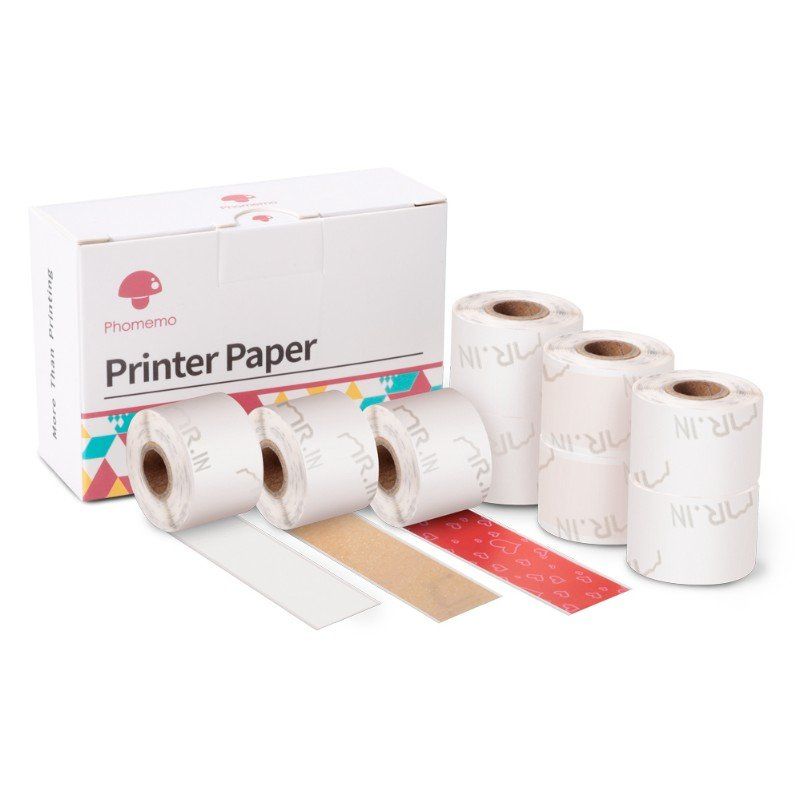 【BestGO】Phomemo Patterned Thermal Sticker Paper Black Character on Damask Pink/Pink Bottom with Snowflake/Cotton Clouds 25mm x 3.5m for Phomemo M02S/M02 Pro Pocket Printer, 3 rolls per set, Total 9 Rolls