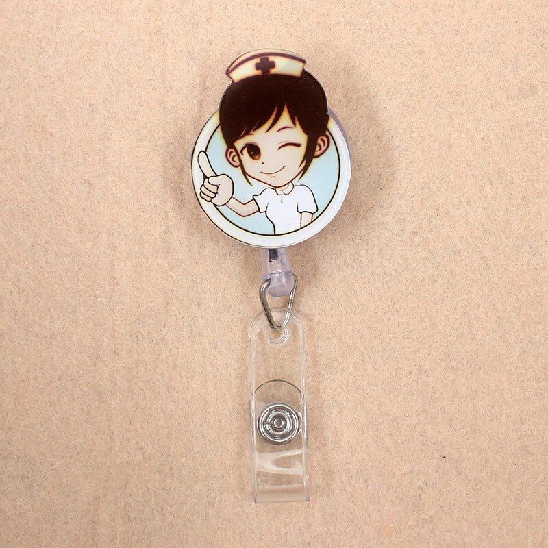 Girls Retractable Plastic Cute Beautiful Nurse Badge Holder Reel Nurse For Exhibition ID Enfermera Name Card Hospital Chest card