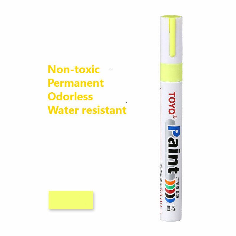 Panda Online 1pcs Portable Colorful Pen Car Tyre Tire Tread Rubber Metal Glass Wood Permanent Paint Markers Graffiti Oily Scratch Repairing Marker Pens