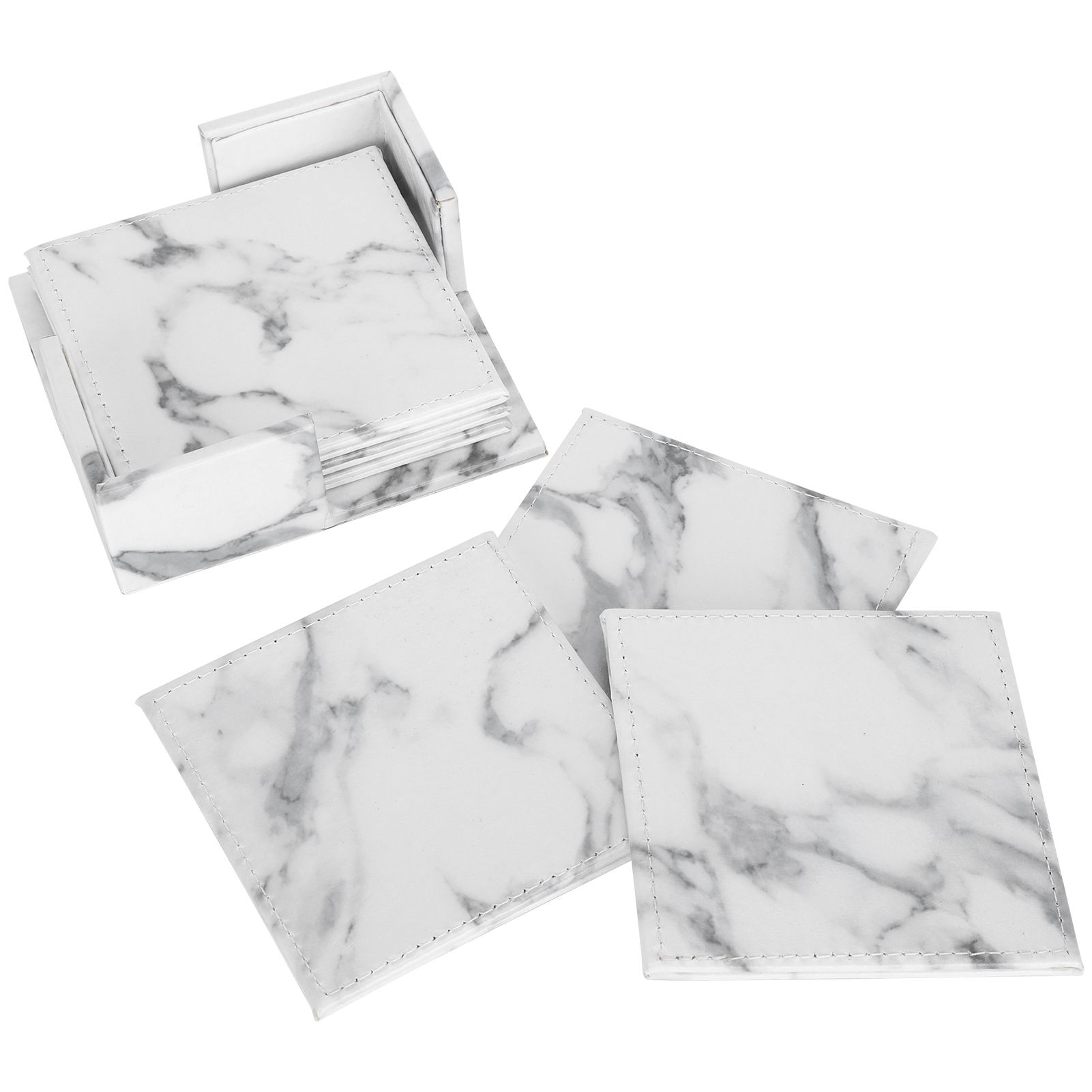 Heat Insulated Pad Nordic Style Cup Mat Marble Pattern Coaster Waterproof Artificial Leather Placemat