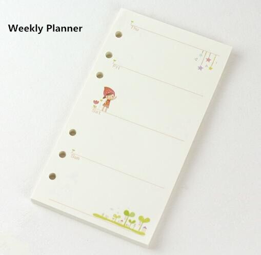 45 Sheets Kawaii A5 A6 Loose Leaf Notebook Paper Refill Spiral Binder Index Inner Pages Monthly Weekly Daily Planner Agenda(null)
