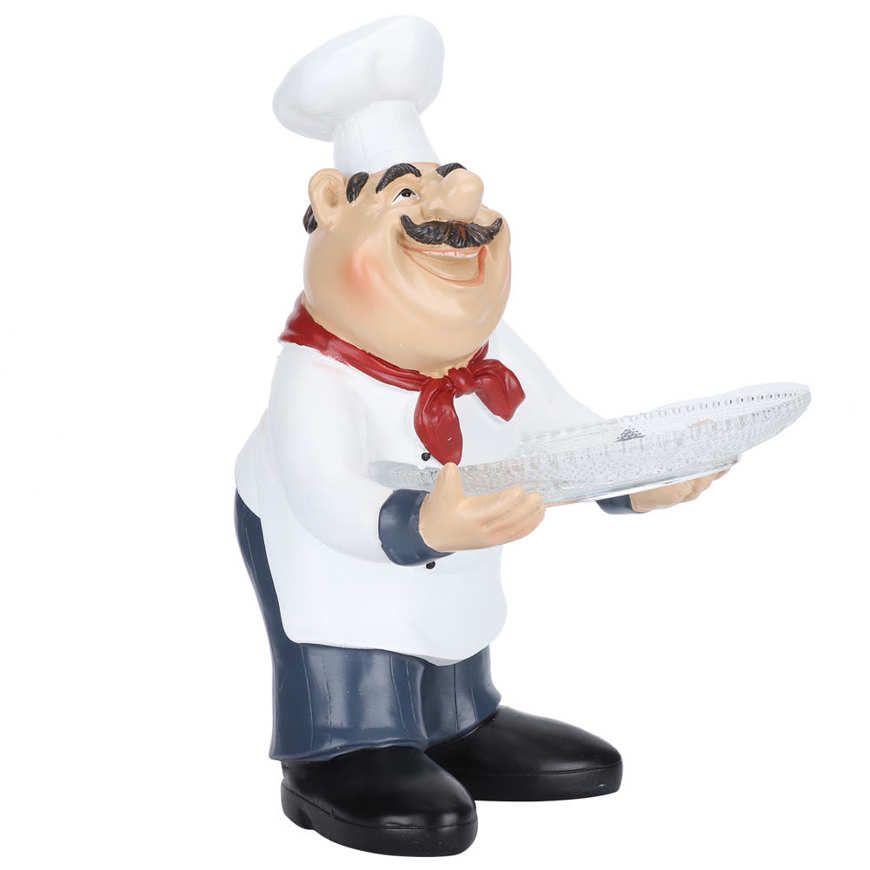 Ornaments Chef Nut Tray Statue for Shop Welcoming Cute Decoration Small Synthetic Resin