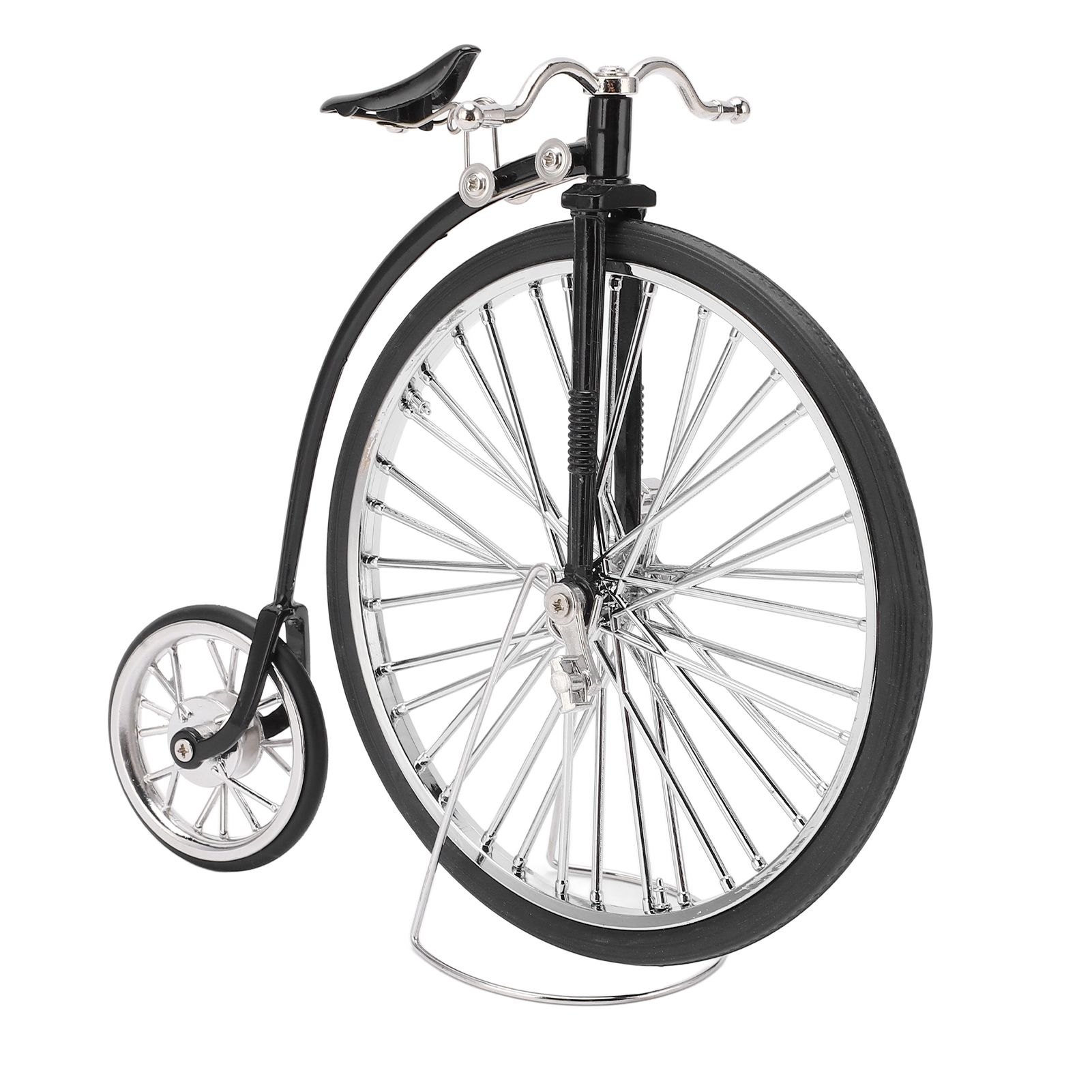 Himeng La Bicycle Model Black Big Small Wheels Retro Design Alloy Material Toy Bike Ornament for Tables Bookshelves