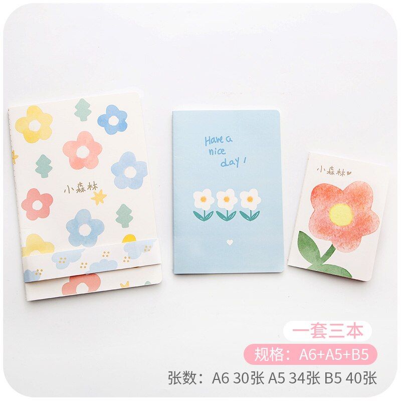 SIXONE 3 Piece Suit Floret Bear Tulips Notebook Korea Girl Kawaii Planner Diary Waterproof Memo Pad School Stationery supplies(null)