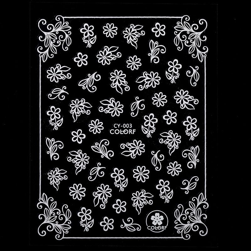 1PC Black 5D Laser Effect Nail Sticker Floral Butterfly Design Transfer Decals Slider Wraps Decoration DIY Nail Art Manicures