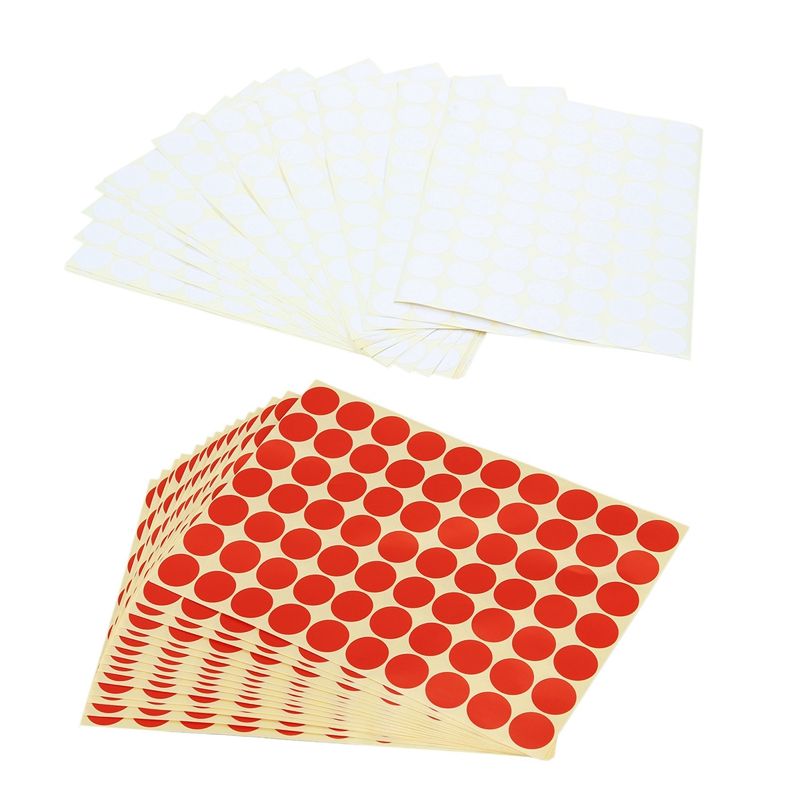 BRADOO- 2 Set 19Mm Circles Round Code Stickers Self Adhesive Sticky Labels, White & Red