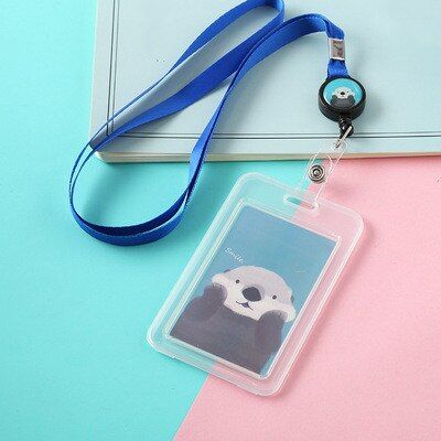 1PCS Cute Retractable Badge Holder with id badge reel Lanyard Card Case Set school supplies