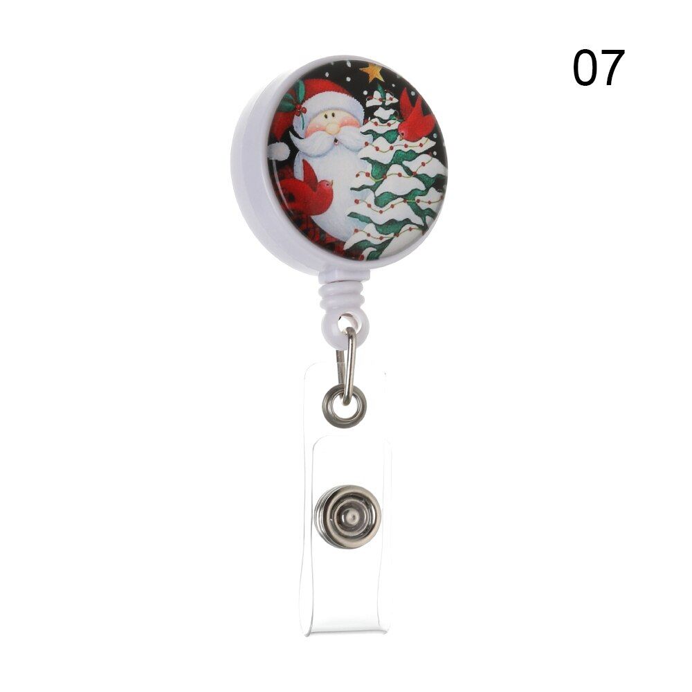 1PC Christmas Style Retractable Flip Badge Reel ID Lanyard Name Tag Card Badge Holder Reels New Year Best Gift Office Supplies