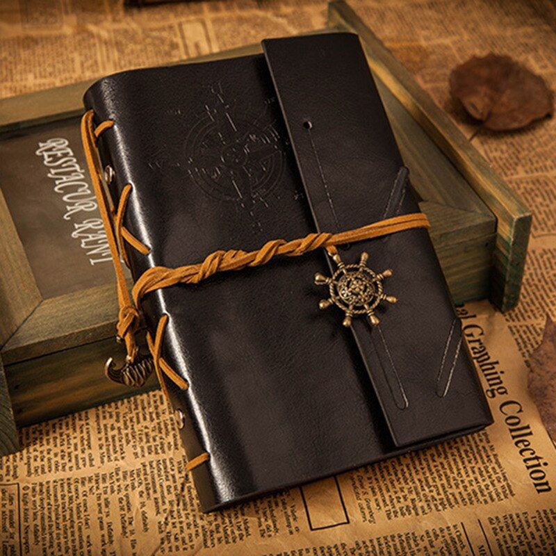 Artificial PU Pirate Notebook Diary Strap Planner Replaceable Stationery Vintage Classic Spiral Journal