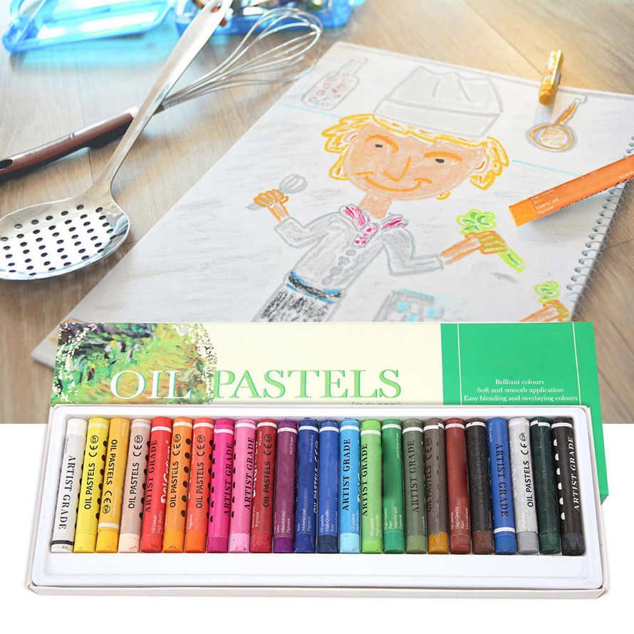24 Color Waterproof Oil Pastels Box Set Inscribe Artist Drawing Assorted Colours