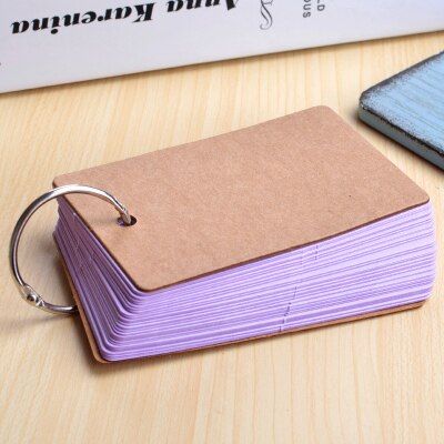 small 50 Unruled Blank Pages Notepad Word Cards, Binder Ring Easy Flip FlashCards alphabet cards for study