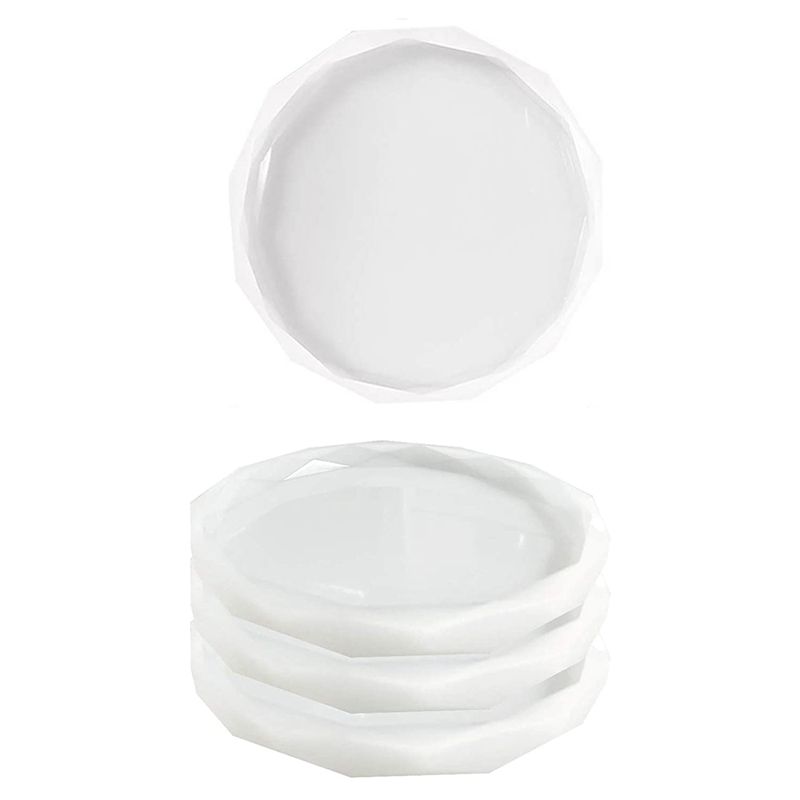 4Pack Coaster Molds for Resin Casting,Epoxy Resin Silicone Molds for Making Agate Slice Coasters,Cups Mats,Home Decor