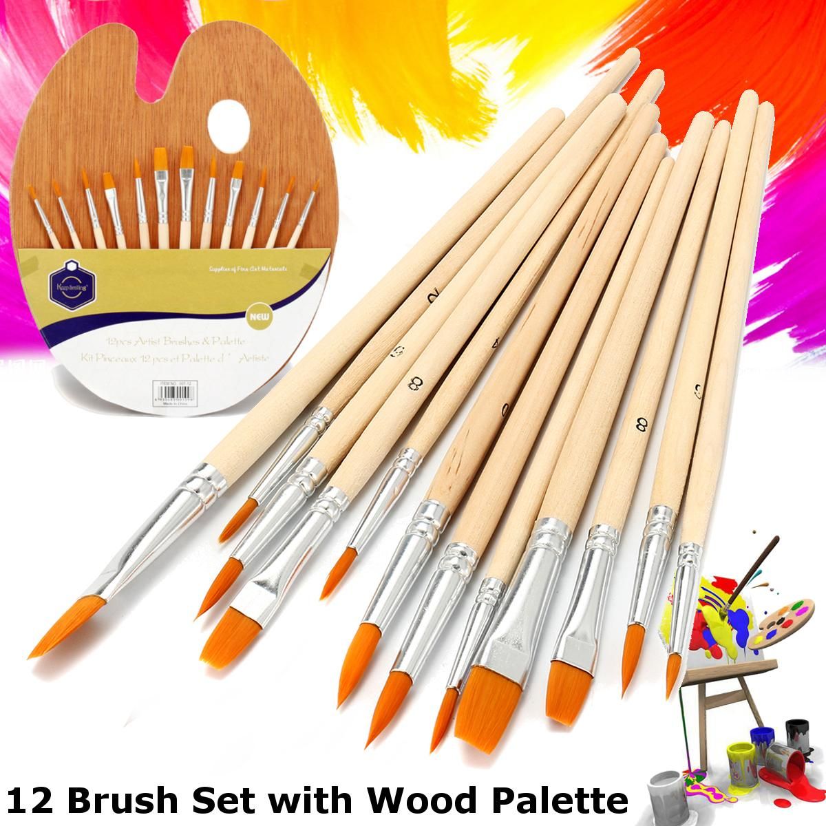 KeepSmilling New 12ps Artist Brush & Plette