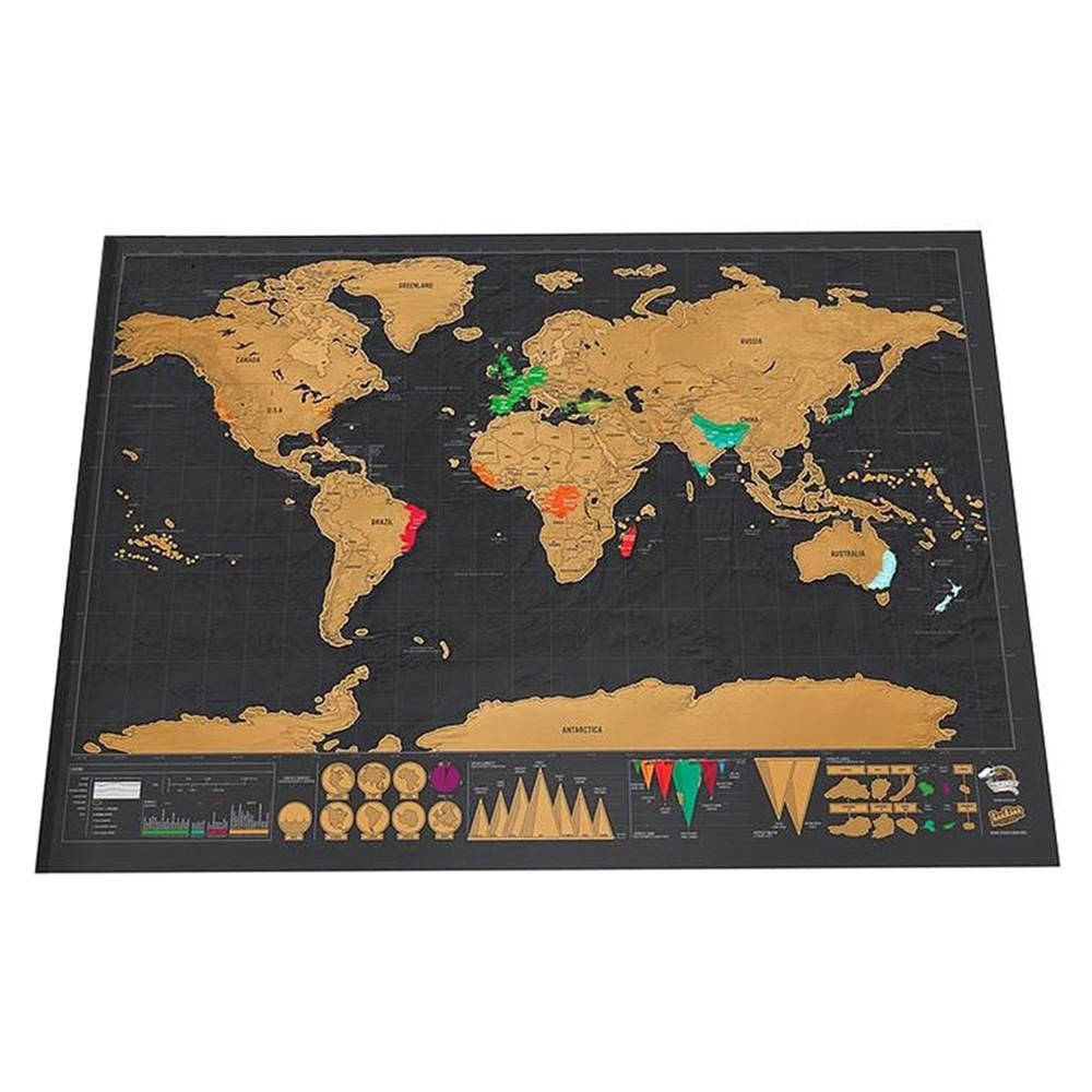 Deluxe Erase Black World Map Scratch Off Personalized Travel Map Room Wall Sticker Home Decoration