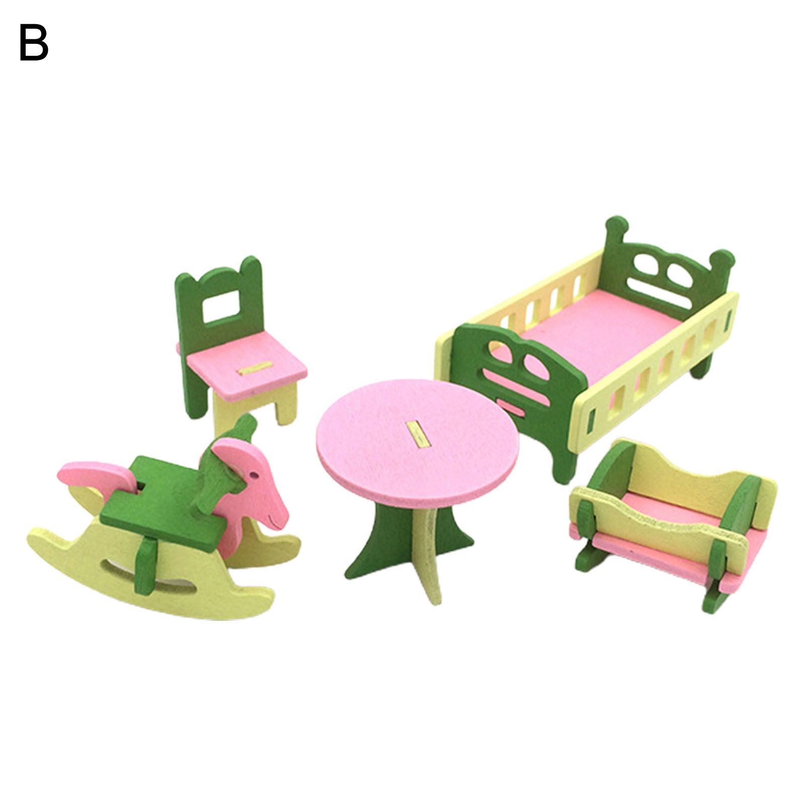 Dollhouse Furniture Kits Cute Dolls House Pretend Toys Educational Play Girls