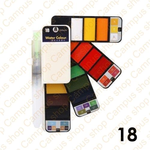 Superior Solid Water colour Cake pigmented 18/25/42 Color Set With Water Brush Pen Foldable Travel Watercolor Painting