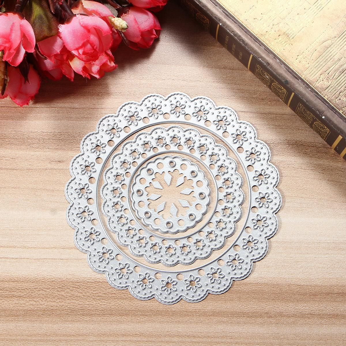 Snowflake Circle Metal Cutting Dies Stencil Scrapbook Card Album Paper Embossing Sliver