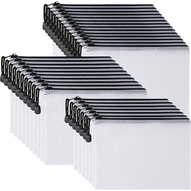 30Pcs B6 Mesh Zipper Pouch 5.3X7.7Inch,Waterproof Zip Bag for School Office Supplies, Puzzles & Games Organizing Storage