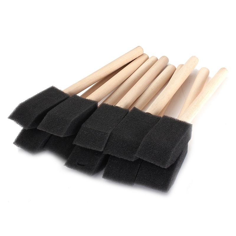 20 x 1 inch (25mm) in Sponge Brushes Wooden Handle Painting Drawing Art Craft Draw - Black