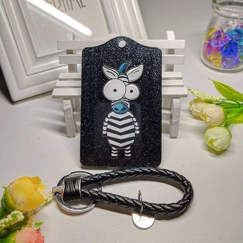 1pcs High Quality Lovely Keychain Keyring ID Badge Case Clear Pattern Student Nurse Bank Credit Card Holders ID Badge Holders