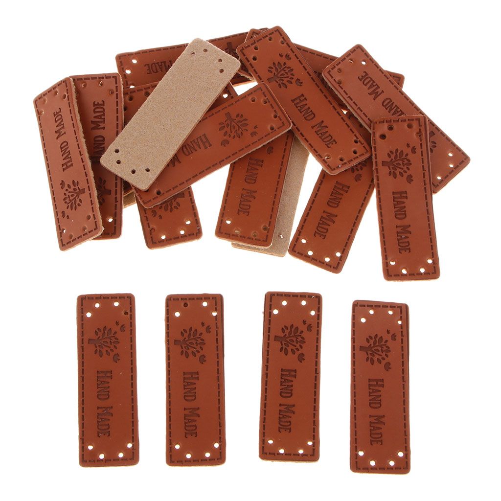 20pcs/Pack Leather Handmade Label Patches Tags DIY Sew Clothes Crafts